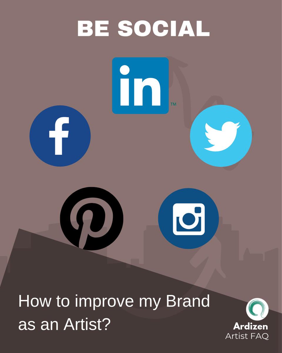 ArdizenArtworks's tweet photo. Using Social media to improve your brand as an artist.

Facebook: share on relevant group &amp; Pages
Twitter: Talk to other Artist and Art admirers
Linkedin: Post updates and infographics
Instagram: Post on Feed, Stories and IGTV
Pinterest: Share 10-30 graphics with links https://t.co/Nh7VPLiK9P