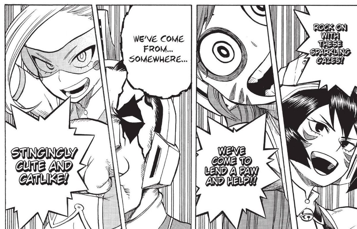LJ_Hollywood's tweet photo. We just covered their debut appearance recently on Hero Notes, so it’s great to see the Pussycats back together again (in day-off version!) also, Kota getting matching Midoriya shoes is an adorable touch.
#MyHeroAcademia #Volume20 https://t.co/ZG3xC00c6G