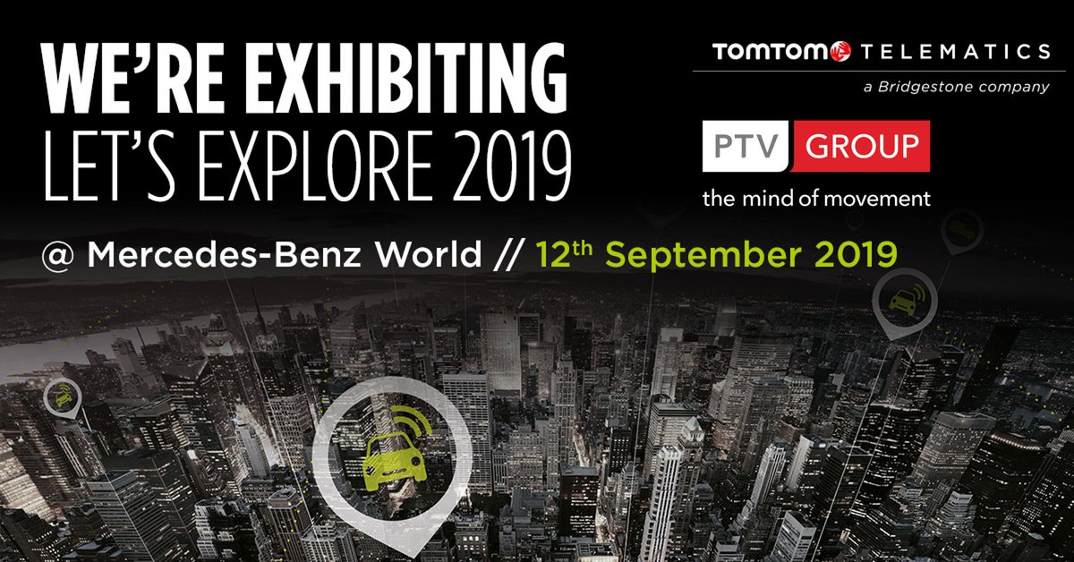 PTV_Group_UK's tweet photo. You know vehicle data is valuable. But do you know how to use it to maximise your company’s productivity? Join us for Let’s Explore 2019 and find out all about it. Along with our partners at TomTom Telematics. Book your free place now: https://t.co/YmVBSqVfU9
#LetsExplore https://t.co/rqJW6XT669