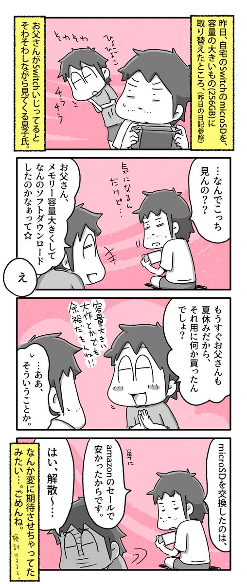 このタイミングでSwitchのmicroSDを買い替えた理由

#一日一絵 #4コマ #絵日記 