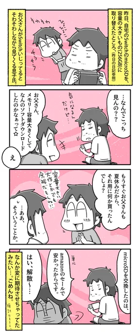 このタイミングでSwitchのmicroSDを買い替えた理由

#一日一絵 #4コマ #絵日記 