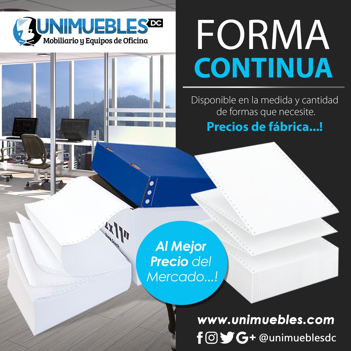 unimueblesdc's tweet photo. Forma Continua para tu negocio, oficina e imprenta disponible.
.
- Solicítalas al correo: administracion@unimuebles.com 📧
o escríbenos al WhatsApp: 0424-365.1528. 📲
.
.
.
-
-
#MejorPrecioDelMercado #FormaContinua
#Papeleria #Oficinas #PrecioDeFabrica #FelizMiercoles https://t.co/7eYcwWIZ3r