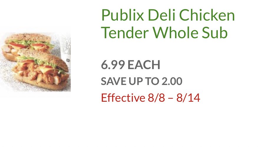 Are Publix Chicken Tender Subs On Sale? on Twitter "Yes! Publix