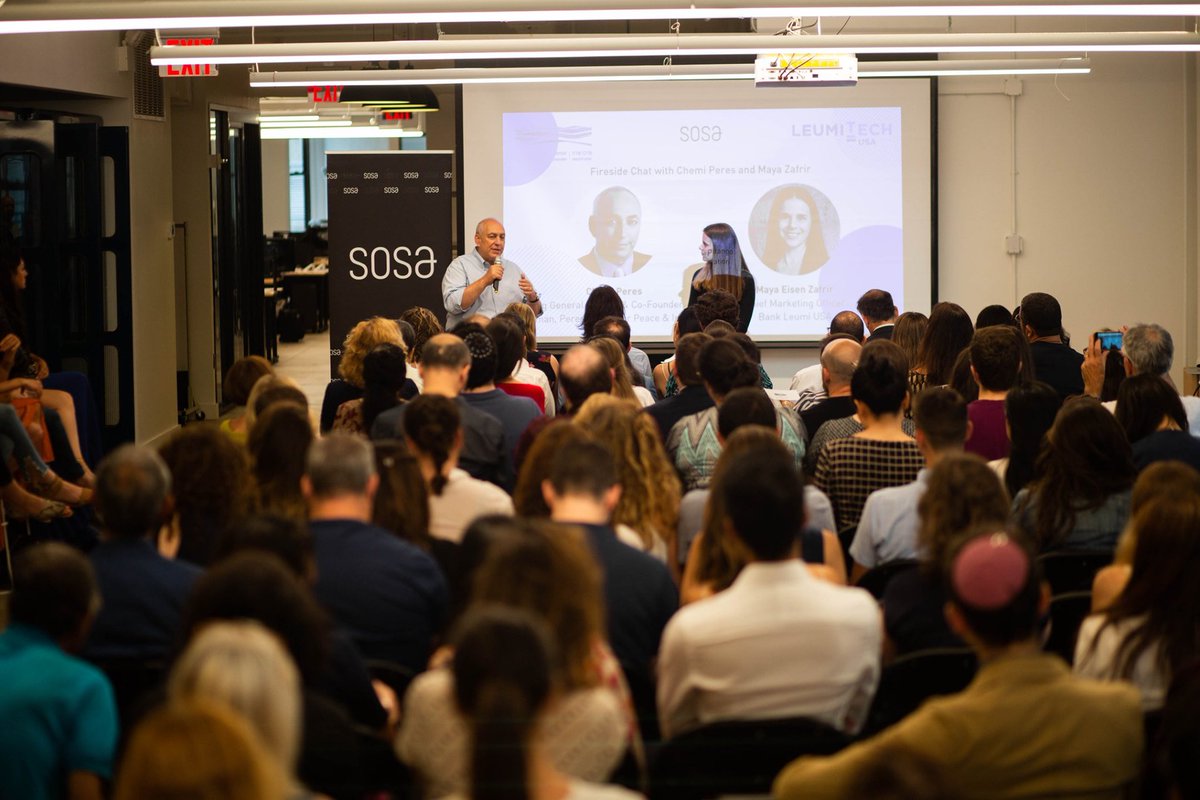 LeumiUS's tweet photo. Check out the photos from last week's Social Impact event with @SoSaTLV where our CMO Maya Zafrir spoke to @chemiperes for an engaging fireside chat!

#SOSACommunity #LeumiTechUSA https://t.co/GguKPsu7kn