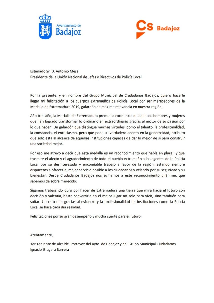 UnijepolE's tweet photo. Muchas gracias por la felicitación en nombre todos los Policías Locales Extremeños.
#tupolicialocal
#policialocaldeextremadura
#Unijepol-Extremadura https://t.co/PnmZsM0Yjr