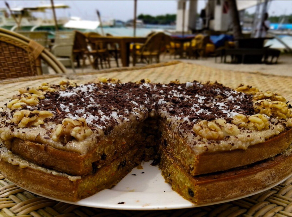 KokaysResort's tweet photo. #Vegan #carrot #cake with dried #coconut #walnuts and dark #chocolate 🍰🍸🏝️
#WhenInMalapascua: #KokaysMalditoDiveResort #Logon #Malapascua #Island #Cebu #visaya #Philippines https://t.co/JSiPWlgPa7