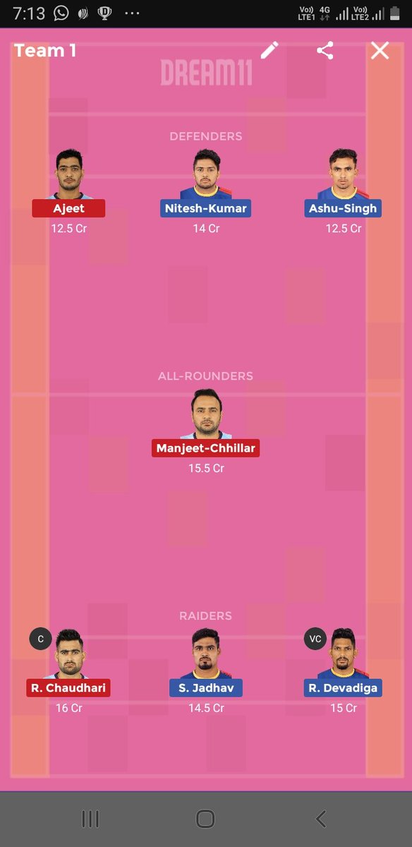 Royalgoyal23's tweet photo. #VIVOPROKABADDI #TAMvsUP #Dream11 team post telegram channel #UPvsTAM
final team update...๐
https://t.co/csDZ2rJqzq
๐๐๐๐
Check FINAL team in telegr
#Dream11 #VIVOProKabaddi2019
Try to use both team with 70% invest with team1
@Dream11 @MyTeam_11 https://t.co/tGbkWsZ6gt