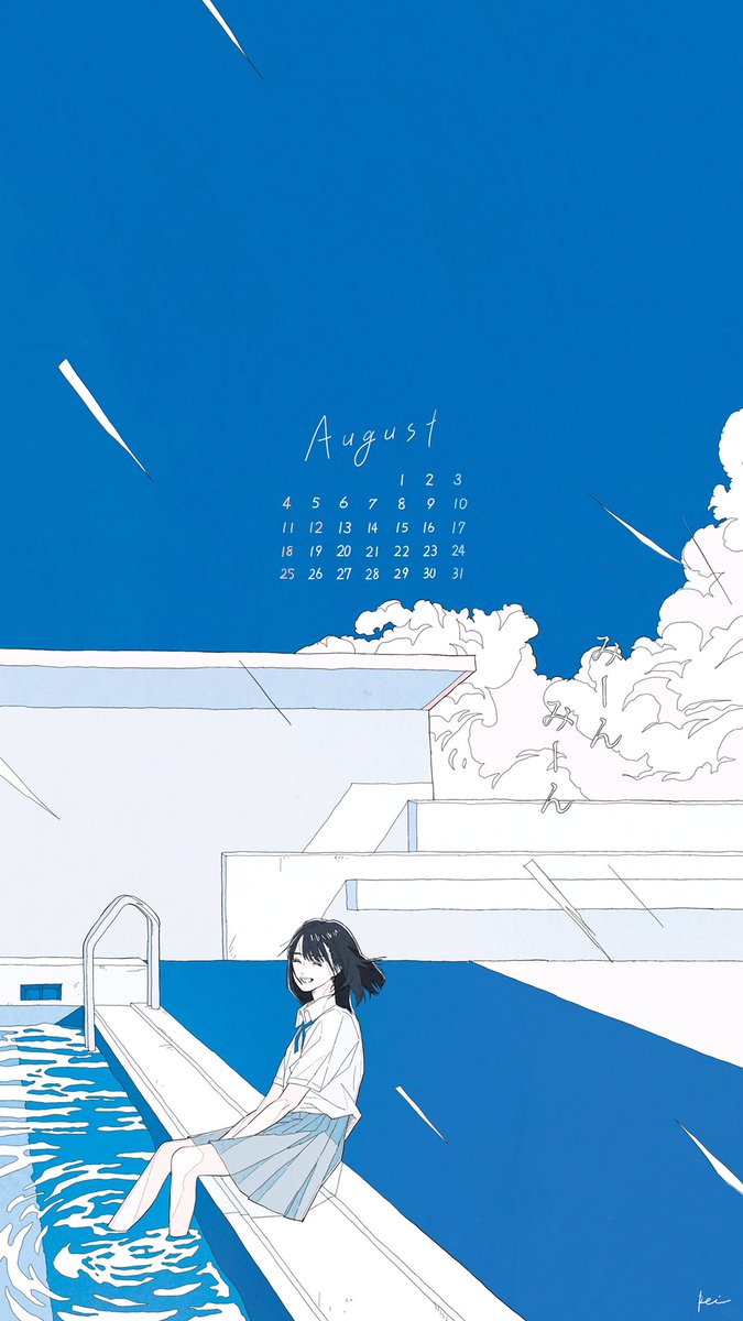 かとうれい Rei Kato Twitter ನಲ ಲ 遅くなりましたが 8月のカレンダーになります 是非ご自由にお使いください みなさん青く良き夏をお過ごしください