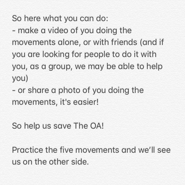 oafivemovements's tweet image. Practice the five movements and help us to #SaveTheOA #RenewTheOa @The_OA
