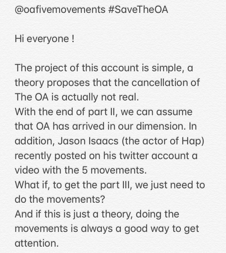 oafivemovements's tweet image. Practice the five movements and help us to #SaveTheOA #RenewTheOa @The_OA