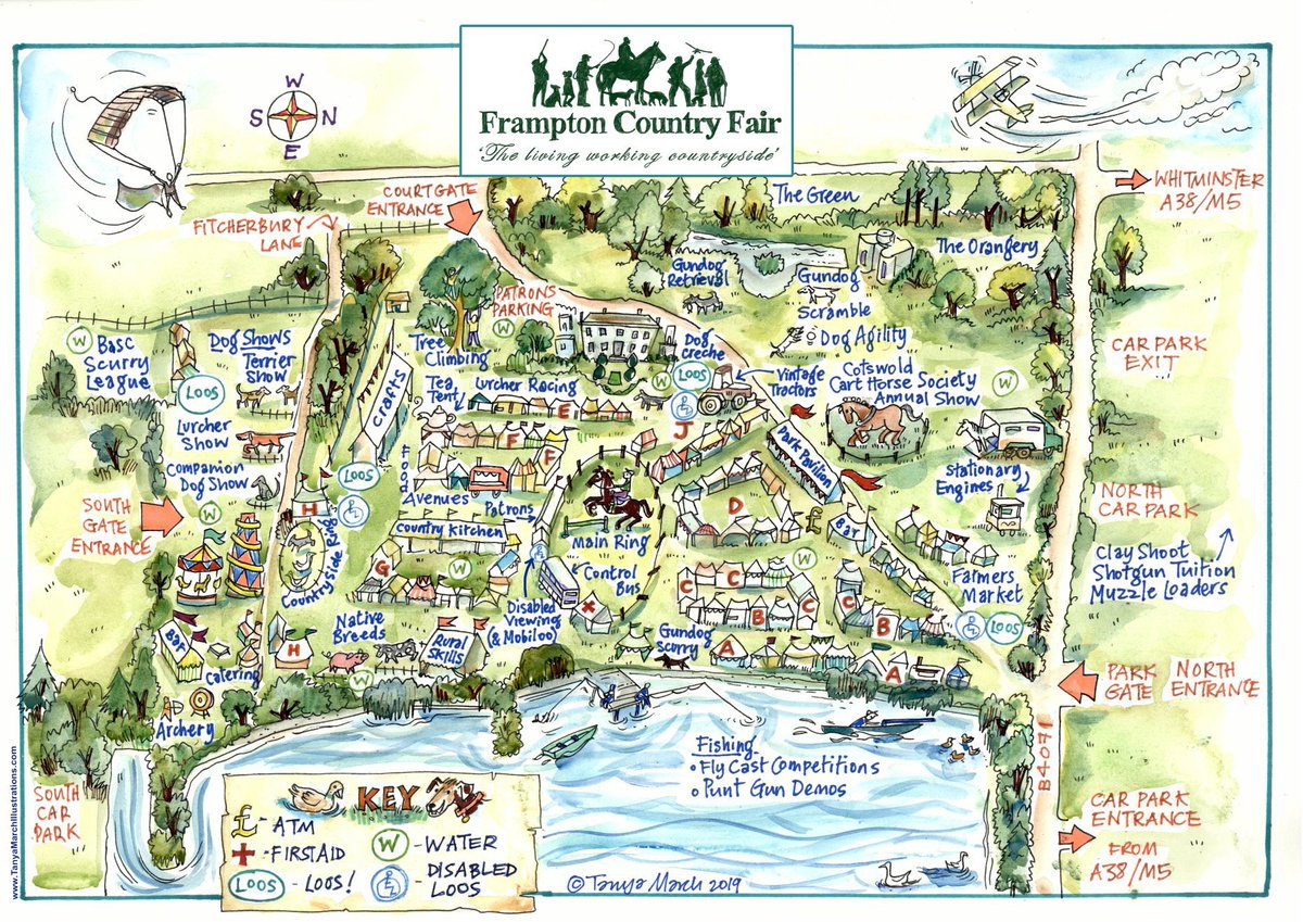 Here’s our amazing new map to help you find your way around at #FramptonCountryFair - thanks to <a href="/tanyamarch/">Tanya March Illustrations</a> - make sure you have your tickets framptoncountryfair.co.uk/buy-your-ticke…
