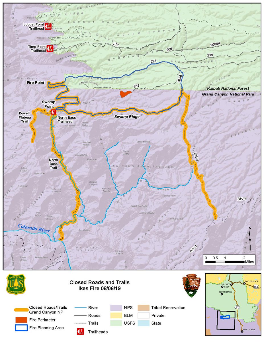 Grand Canyon NPS on Twitter "IkesFire Closed Roads and Trails Map for