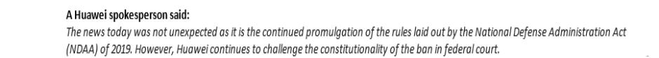 #BreakingNews Huawei gives #Exclusive statement to RT America in response to @realDonaldTrump plan to ban federal agencies working with #Huawei. Watch FULL STORY today at 3! @saramdo17 @scottienhughes #NVHughesTeam