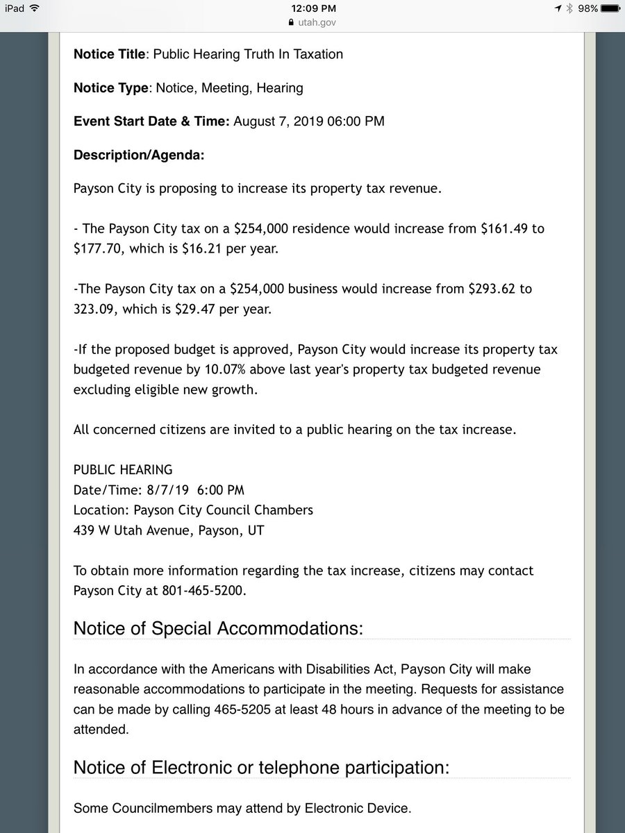 A Truth in Taxation public hearing is included on the agenda for tonight's regular Payson City Council meeting.

#paysonutah #utahcounty #truthintaxation #utah