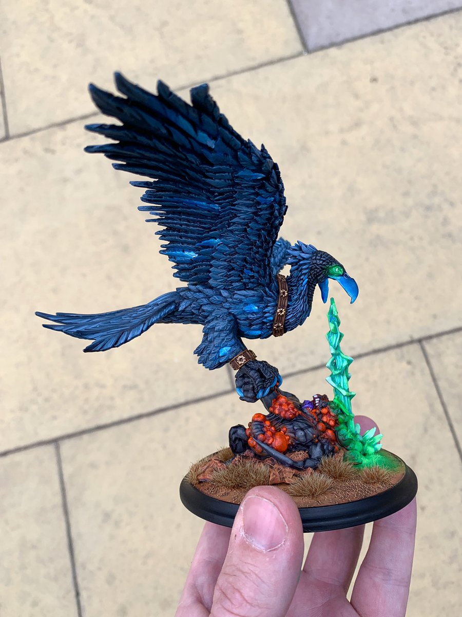 StevieKil's tweet photo. My take on the stunning @warcradlestudio @WildWestExodus Great Thunderbird. #wildwestexodus #miniaturepainting #tabletopgaming https://t.co/HebeWxSaUg