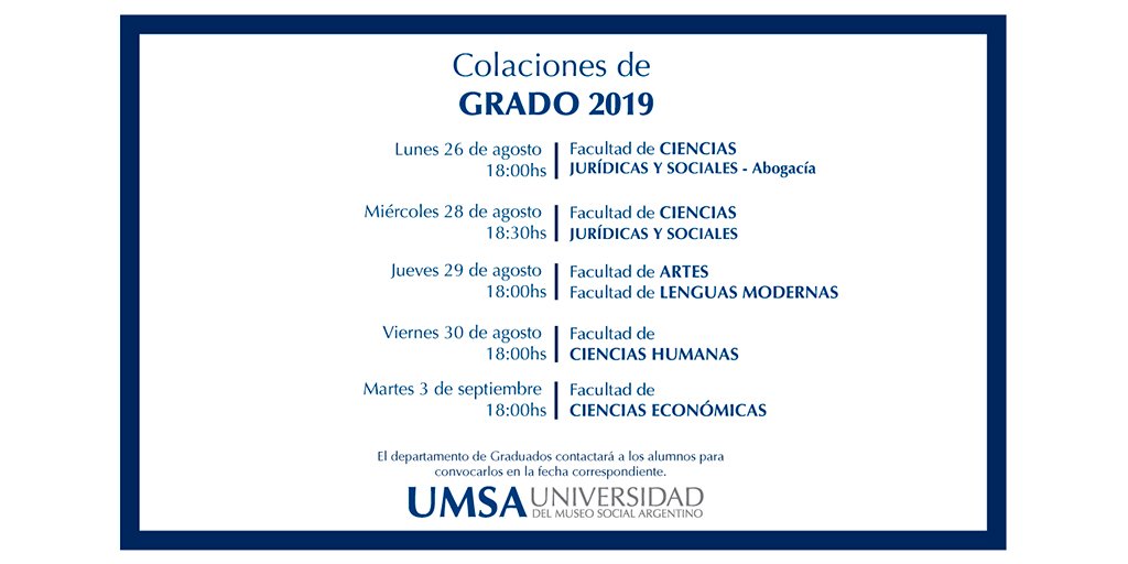 Colaciones de grado 2019! #graduadosumsa