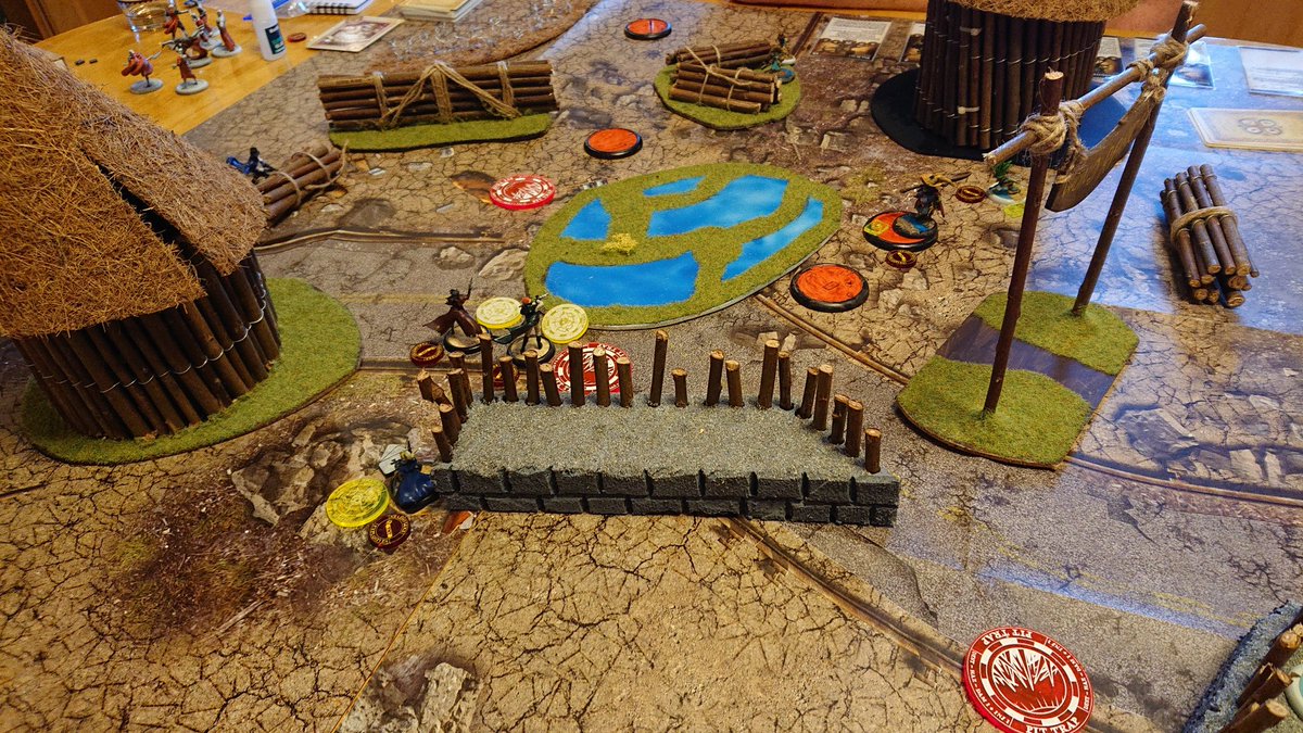 Having some nice games of #Malifeux3E tonight. First up Parker Barrows (Outcasts) against Mah Tucket (Bayou).