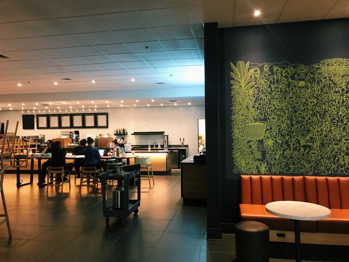 GUAuxiliarySvcs's tweet image. The newly renovated Starbucks is officially open! Stop by now to grab your favorite drink or study snack!