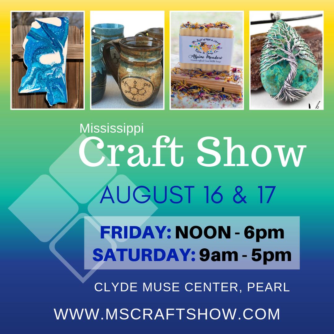 AUG: 16 - 17. FRIDAY: NOON to 6pm.  SATURDAY 9am - 5pm. Muse Center, Pearl.  bit.ly/2t0BimP
