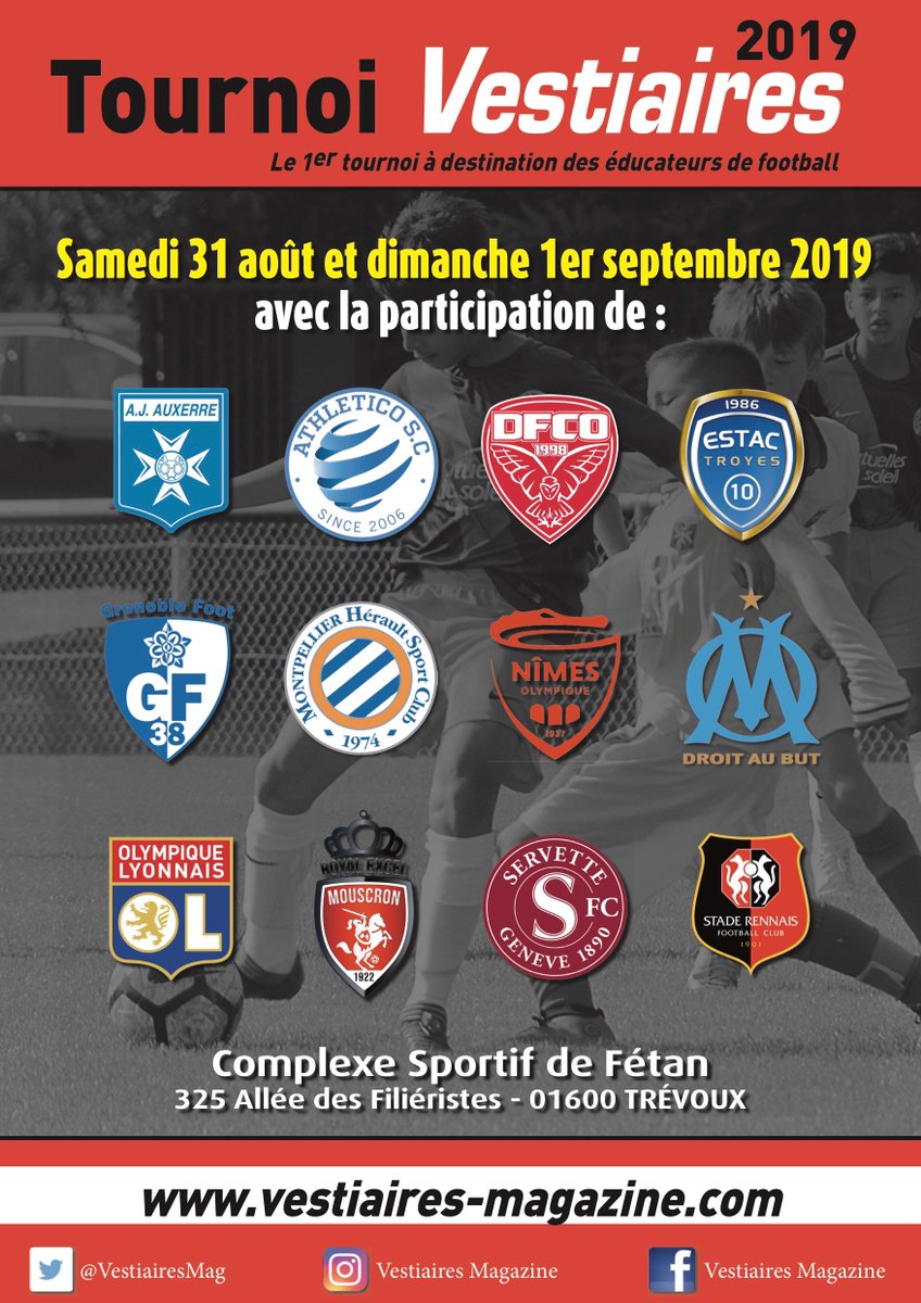 VESTcoaching's tweet photo. C'EST LE RENDEZ-VOUS DE CE DÉBUT DE SAISON ! 😋😋

@VestiairesMag organise la 2ème édition de son Tournoi National U12, le samedi 31 août et dimanche 1er septembre 2019.

12 clubs pros seront au rendez-vous pour tenter de succéder au @staderennais, grand vainqueur en 2018 ! 💪 https://t.co/nY8MvRPZHM