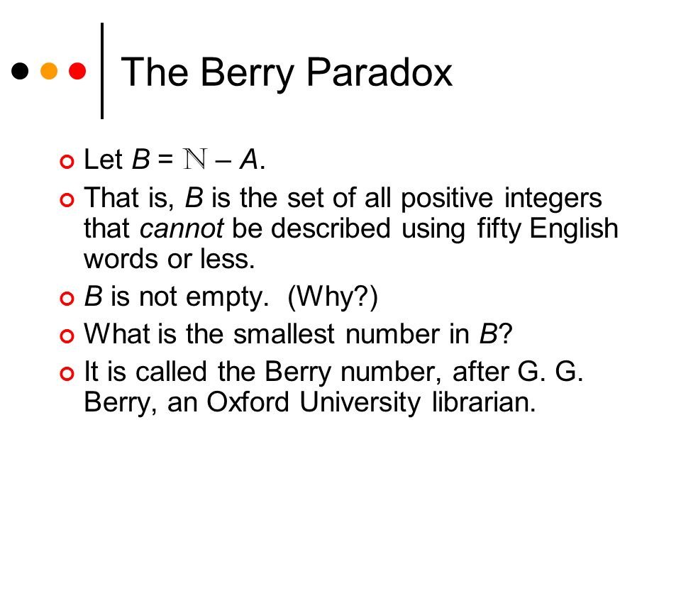 Berry Paradox Berry Paradox