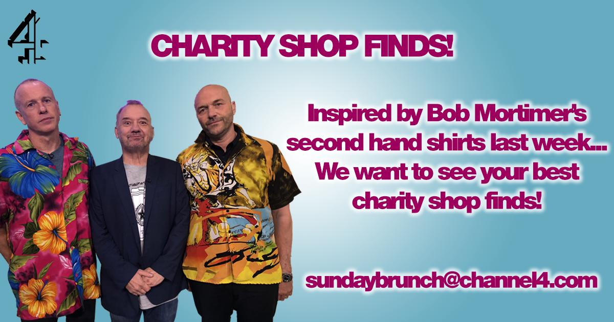 SundayBrunchC4's tweet photo. Lunchtime challenge for you! Pop to your nearest charity shop, buy something amazing and send us a photo! You'll always be able to find something great 🤩. Happy shopping! 🛍 https://t.co/jDFqS2LWwU