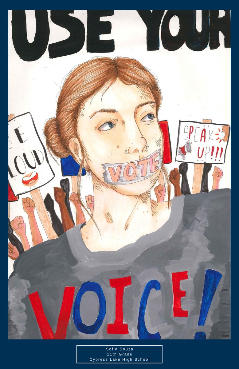 Lee_Elections's tweet photo. Artwork from our 2nd Annual Arts Vote Contest!
Here we have a piece from  Cypress Lake HS student, Sofia Souza.  Sofia says her work represents the idea that "we should go out and vote for what we believe in."
A great message to keep in mind for the 2020 elections!
#LeeVotesLocal https://t.co/axjfhTTq5O