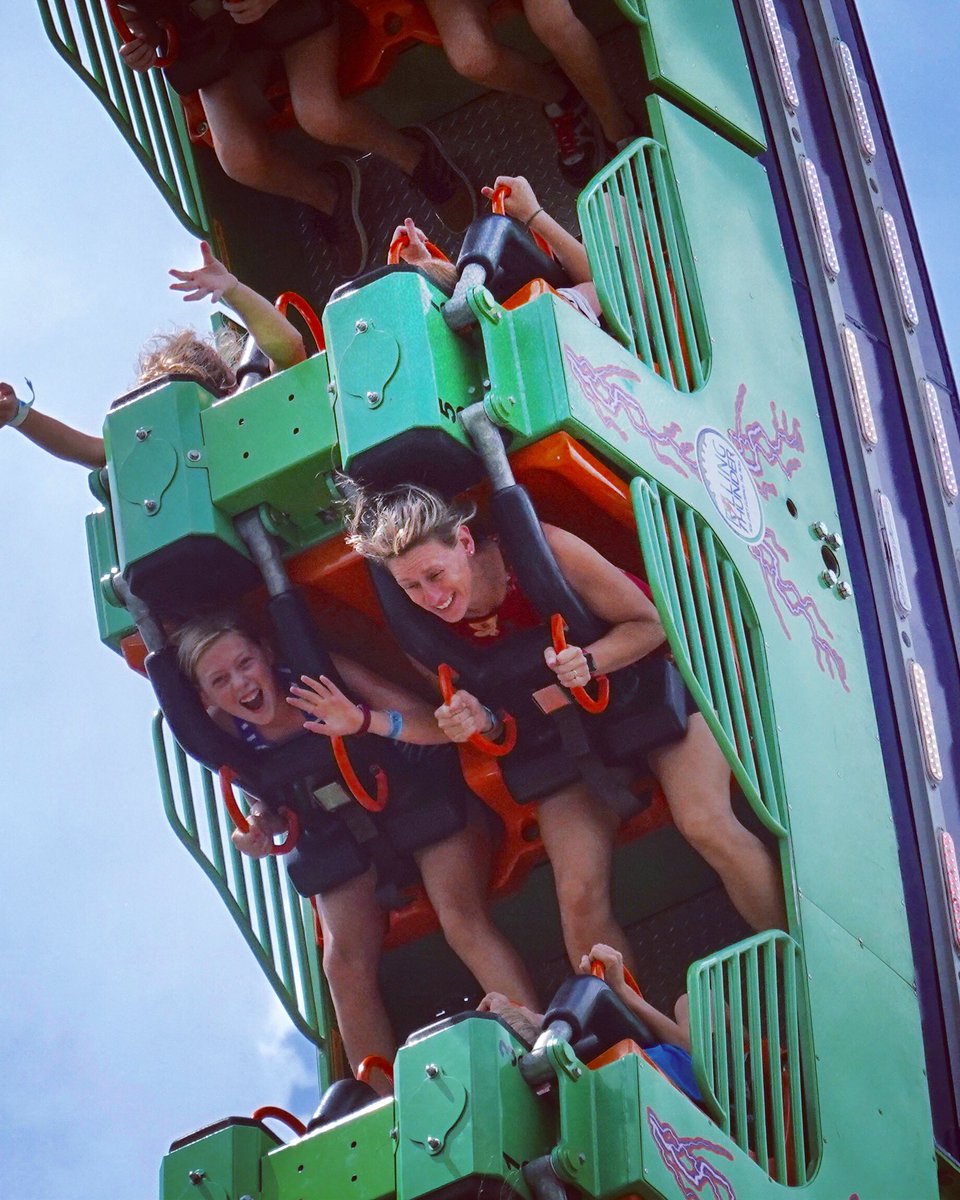 Katelyn and Trish on Rolling Thunder <a href="/SFDarienLake/">Six Flags Darien Lake</a>