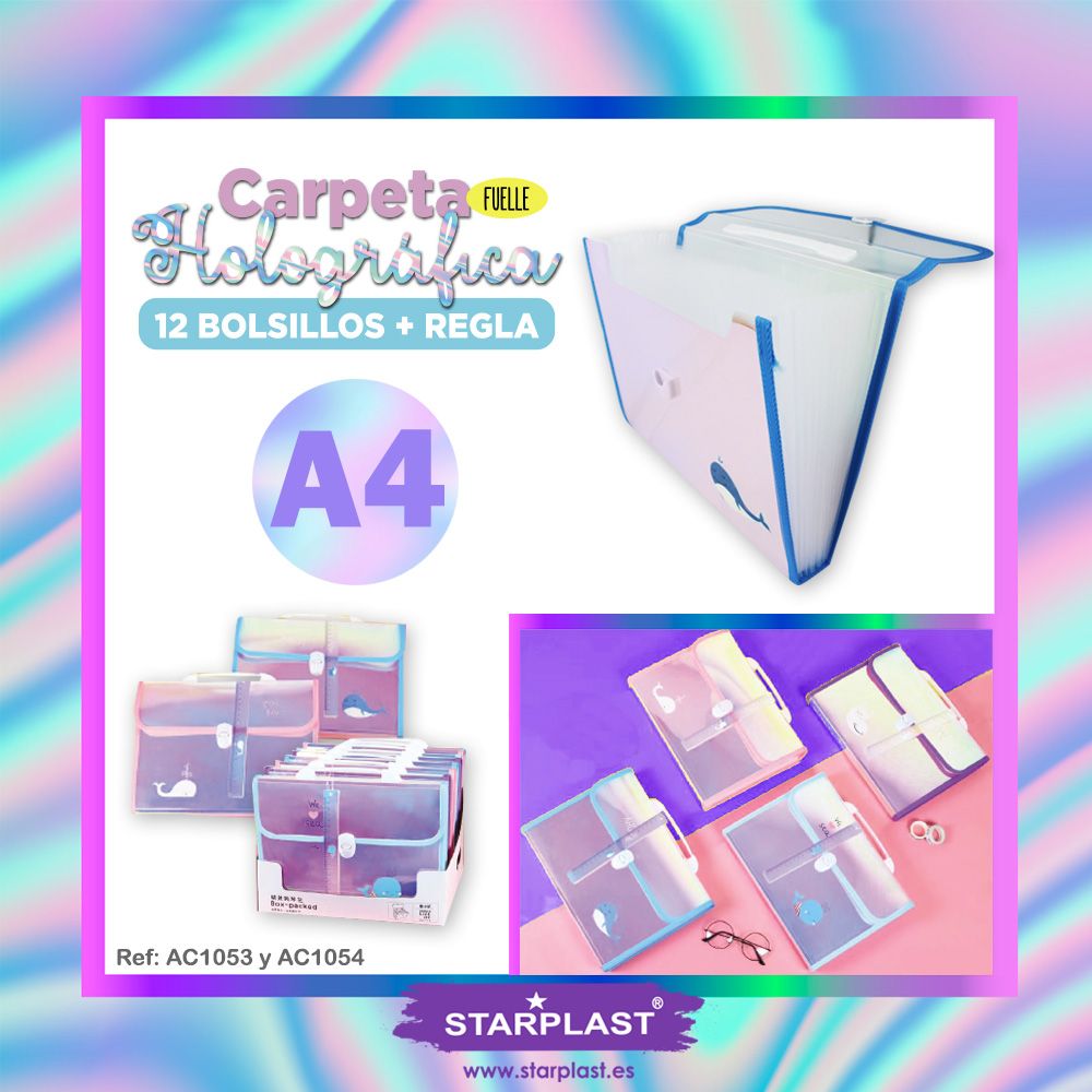 StarplastES's tweet photo. 😍 ¿¡Carpetas holográficas?! Siiii! nuevos 🆕 diseños de carpetas maletín con fuelles, con diseños holográficos ✨⠀
⠀
🔸12 bolsillos separadores⠀
🔸 Con asa en la parte superior⠀
🔸Cuerpo exterior holográfico⠀
🔸Contiene regla de 20cm⠀ https://t.co/jzJbi7wwVn