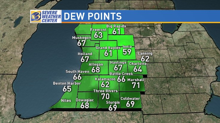 JeffPorterWX's tweet photo. Quite humid where we saw fog this morning: a la the dew point of 71° in #Marshall. #HourbyHour pinpoints storms before midnight north of i96. I always thinking seeing the #FriendsGoodWill is good luck in #SouthHaven. A lovely vantage from #EnergyPark in #Holland #miwx @wwmtnews https://t.co/TU6idJcqbW
