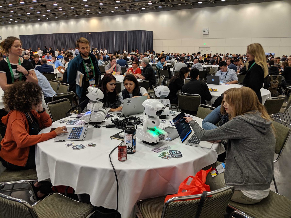 MistyRobotics's tweet image. Welcome to #SIGNALconf Day 2! Find the Misty at:
- #MistyRobotics Booth M10 (1:1 dev sessions happening all day!)
- @TwilioQuest Booth V1 (Ask how you can earn up to 1500 XP!)
- @Microsoft Booth M2 (Misty can read!)
And don’t miss today’s Keynote... 👀 hubs.ly/H0k88RQ0