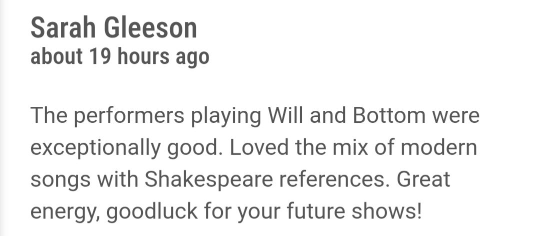 Thank you to Sarah, Tricia and Margaret for your kind words about our show! If you do come see Shakespeare! the Panto, please share your thoughts with us. We love hearing how people respond to what we've created 🎭 #EdFringe #MakeYourFringe