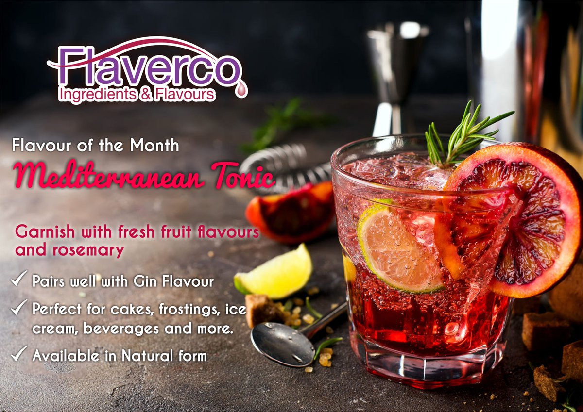 Looking for a completely new tonic flavour to pair with Gin for your dessert? Flaverco's Mediterranean Tonic flavour is indeed the one you'll crave for! Order a sample today on sales@flaverco.com 
#flavours #food #flavours #dessert