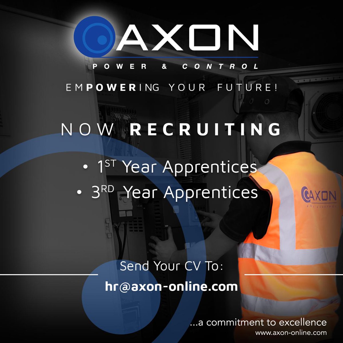 axonpower's tweet photo. 🔵🔵WE ARE HIRING🔵🔵

Are you ready to join one of the UK's most trusted providers of electrical engineering and control system installations?

Please forward your CV to hr@axon-online.com 

CLOSING DATE: 13/09/2019

#jobs #recruitment #ni #SWC #electrical #apprentice https://t.co/5uwRJqp2le