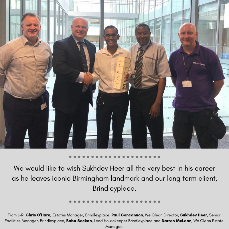 WeCleanBham's tweet image. Sukhdev Heer, Senior Facilities Manager and one of our key client contacts is sadly leaving Brindleyplace. 

A bottle of champagne was presented to Sukhdev on behalf of #weclean, and we wish him all the best for the future!

See Sukhdev's thoughts below ⤵️