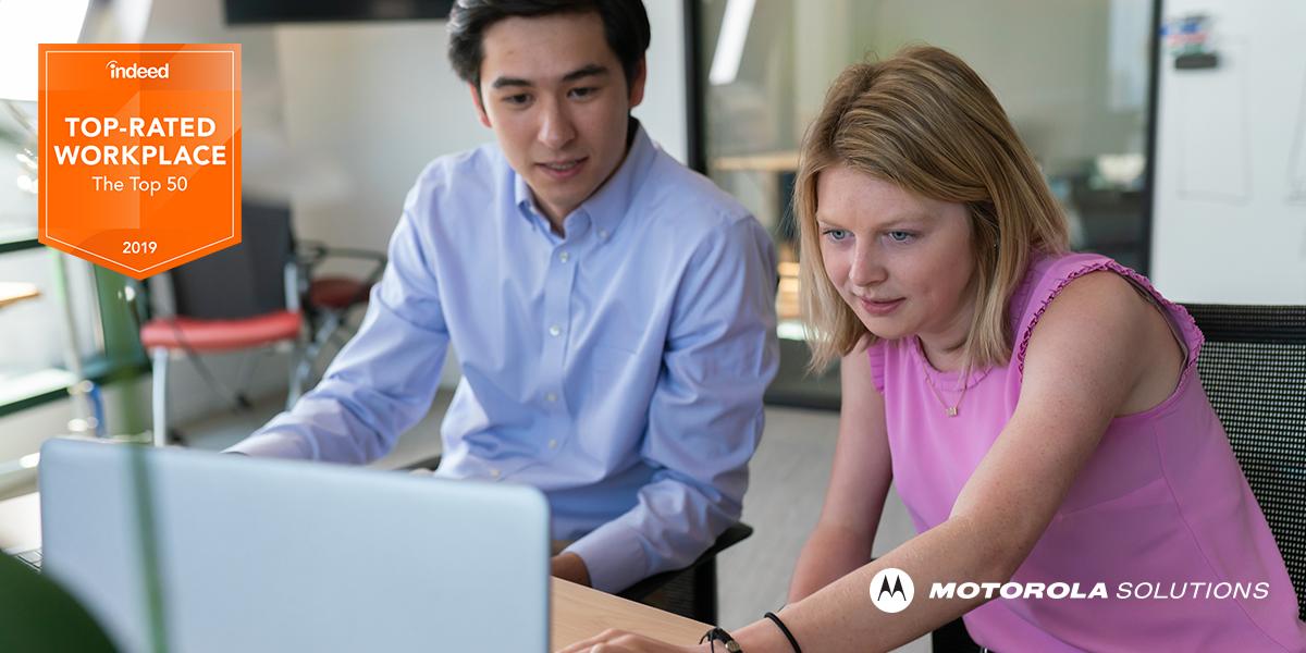 Based on <a href="/Indeed/">Indeed</a> reviews about the overall employee experience at #Fortune500 companies, #MotorolaSolutions was named one of the 2019 #TopRatedIndeed Workplaces. See what makes our work environment enjoyable: ow.ly/V9SS30pitCI #MotoSolutionsLife #MotoSolutionsJobs