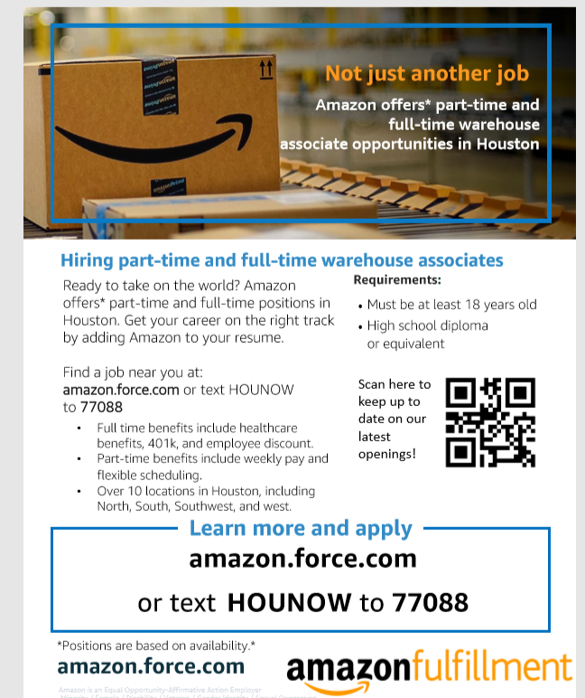 amazon seasonal jobs houston