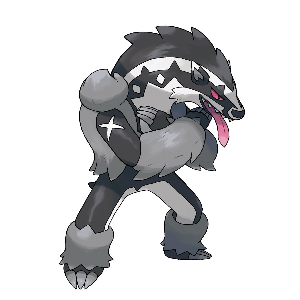 NintendoAmerica's tweet photo. Living in the unique environment of the Galar region, some regional forms have developed unique Evolutions unseen in any other region. 

Obstagoon evolves from Galarian Linoone as a result of its honed survival instincts from living in harsh conditions. #PokemonSwordShield https://t.co/GIjwMO0bdi