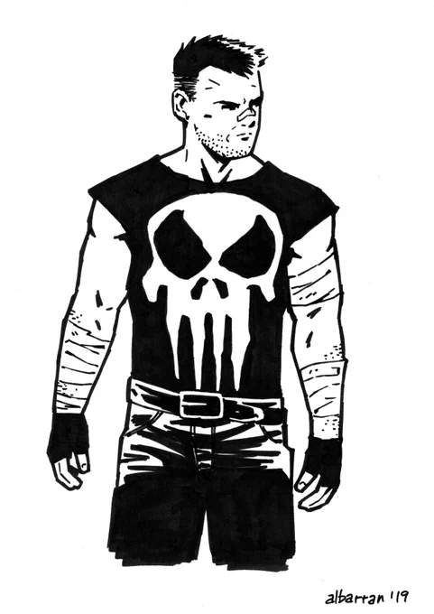 Giving signed trades away with my A4 commissions. Here's how it works,. Go to my online store:

https://t.co/wJDQx7a4kh

find the trade you want, pay for the commission and I'll draw the character you want. (That Punisher in the pic is also for sale, btw).

Thanks! 