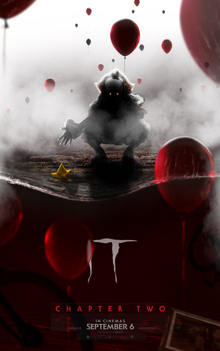 Bosslogic's tweet photo. Now for some more serious work. I had a lot of fun creating a poster for @ITMovieOfficial so I wanted to run it back on Chapter two, hope you guys like them #itmovie  #itchapter2 🎈🎈 https://t.co/vnzPSp1Qc1