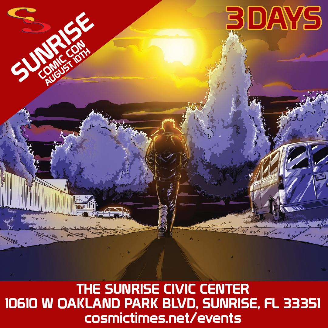 CosmicTimes's tweet photo. Make the journey to Sunrise, FL in 3 Days for the Sunrise ComicCon 2019 on August 10th! We will be there all day along with plenty of other creators and vendors. 
@cityofsunrise 
#BeCosmic #Sunrise #Florida #Comics #IndieComics #WhatIFcomic #ComicCon #Art #Creators https://t.co/QYxCILK2P9