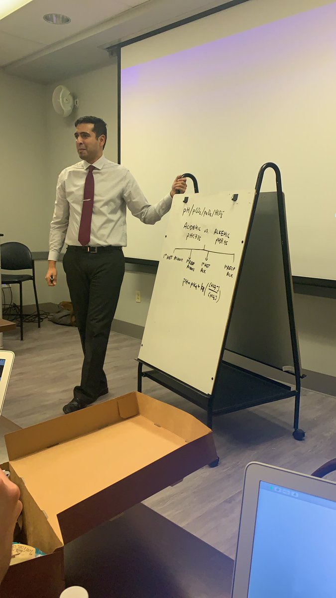 cwruim's tweet image. Dr. Jaswaney (PGY-2) goes old school today with the whiteboard to discuss acid-base. Learning Pearl: “A low anion gap can indicate a paraproteinemia such as multiple myeloma.” #cwruim #internbootcamp #learningpearls #necklacegrowslonger #acidbase #aniongap #abg #wintersiscoming