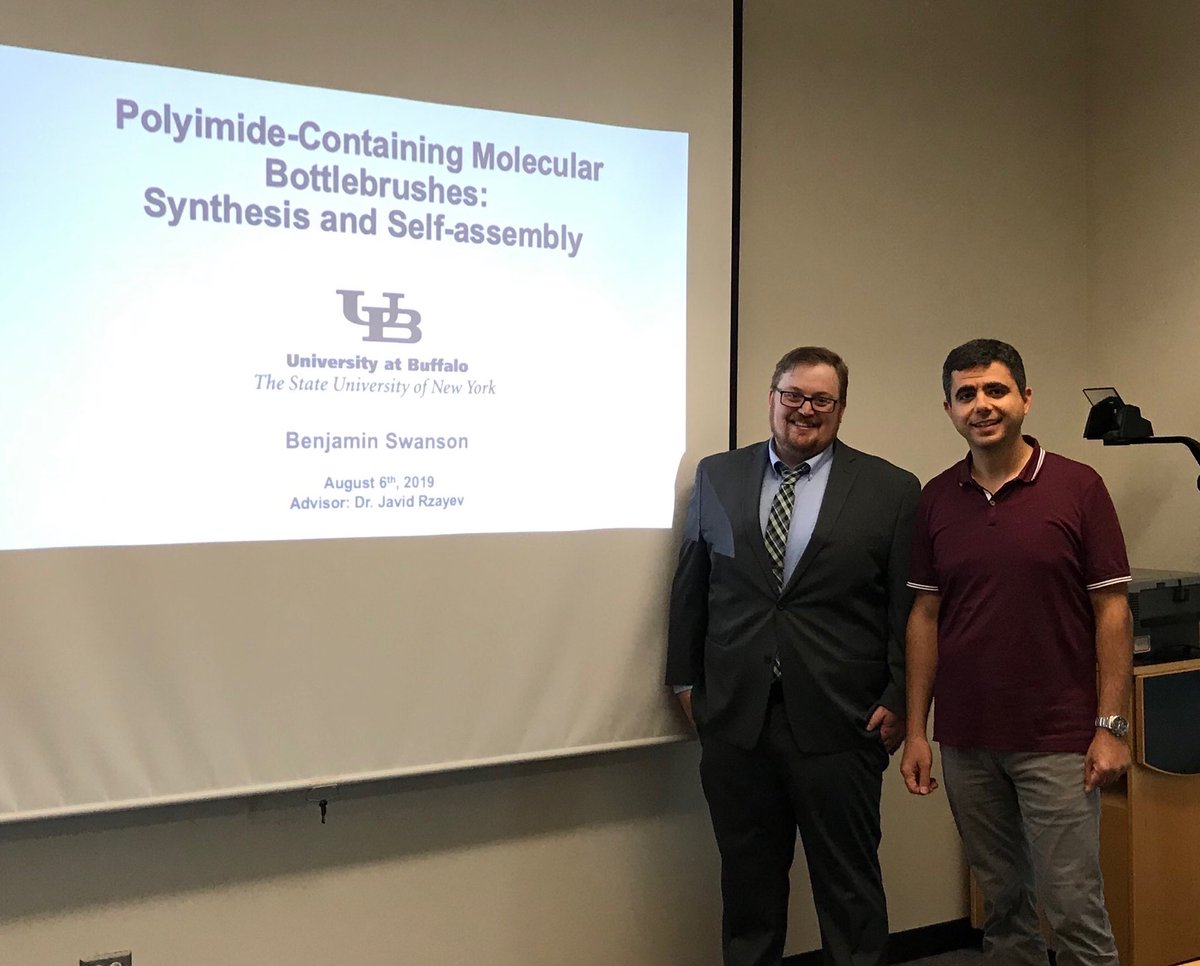 Congrats to Ben for successfully defending his PhD thesis! Thank you for teaching us how to make polyimide bottlebrushes.