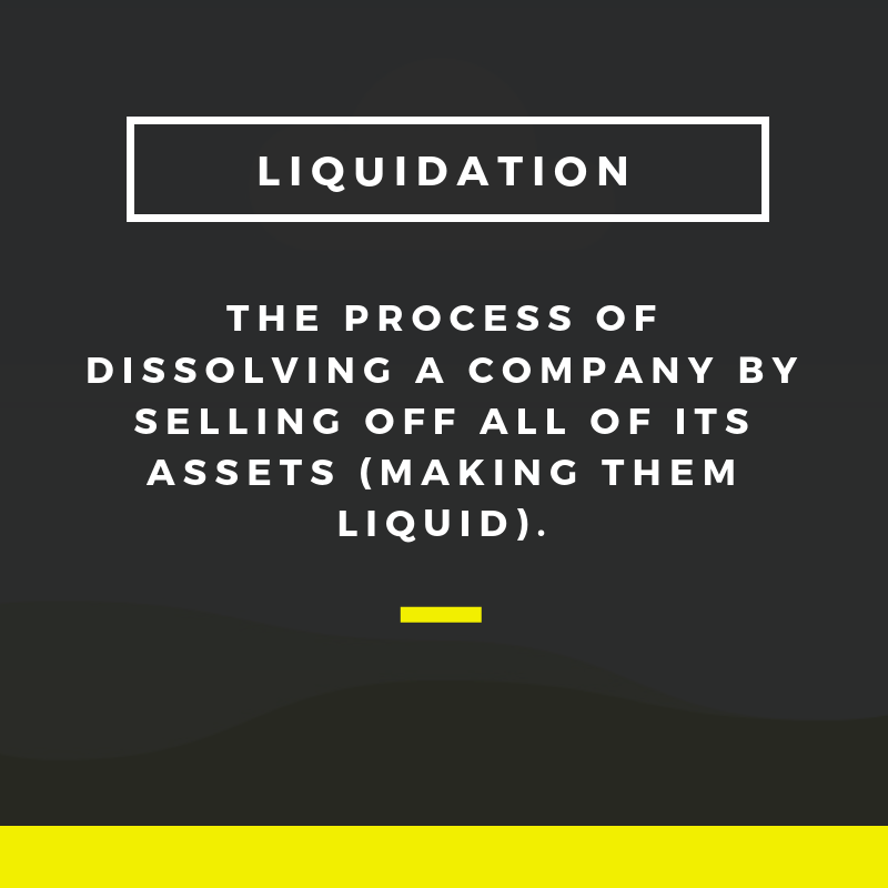 HyferTech's tweet image. #Liquidation is a term that defines the process of a #company selling all of its #assets in order to #dissolve the company or its products. Making strategic decisions and liquidating some or all al your companies assets might sometimes be a very wise business decision. #bizterms