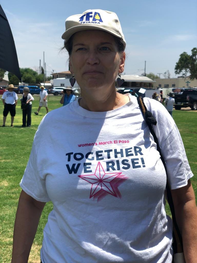 womensmarch's tweet photo. Hundreds of women, children, and community members gathered in the blazing El Paso heat to give Trump a warm unwelcome. #ElPasoStrong #ElPasoFirme https://t.co/5ERxNIDxlY