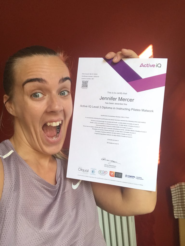 JenboLFC's tweet photo. Its official!!! Im now a Pilates Instructor 💖⭐️ another to add to th toolbox #pilates #liverpool #activeiq #c2go https://t.co/lNUrdbQa4g