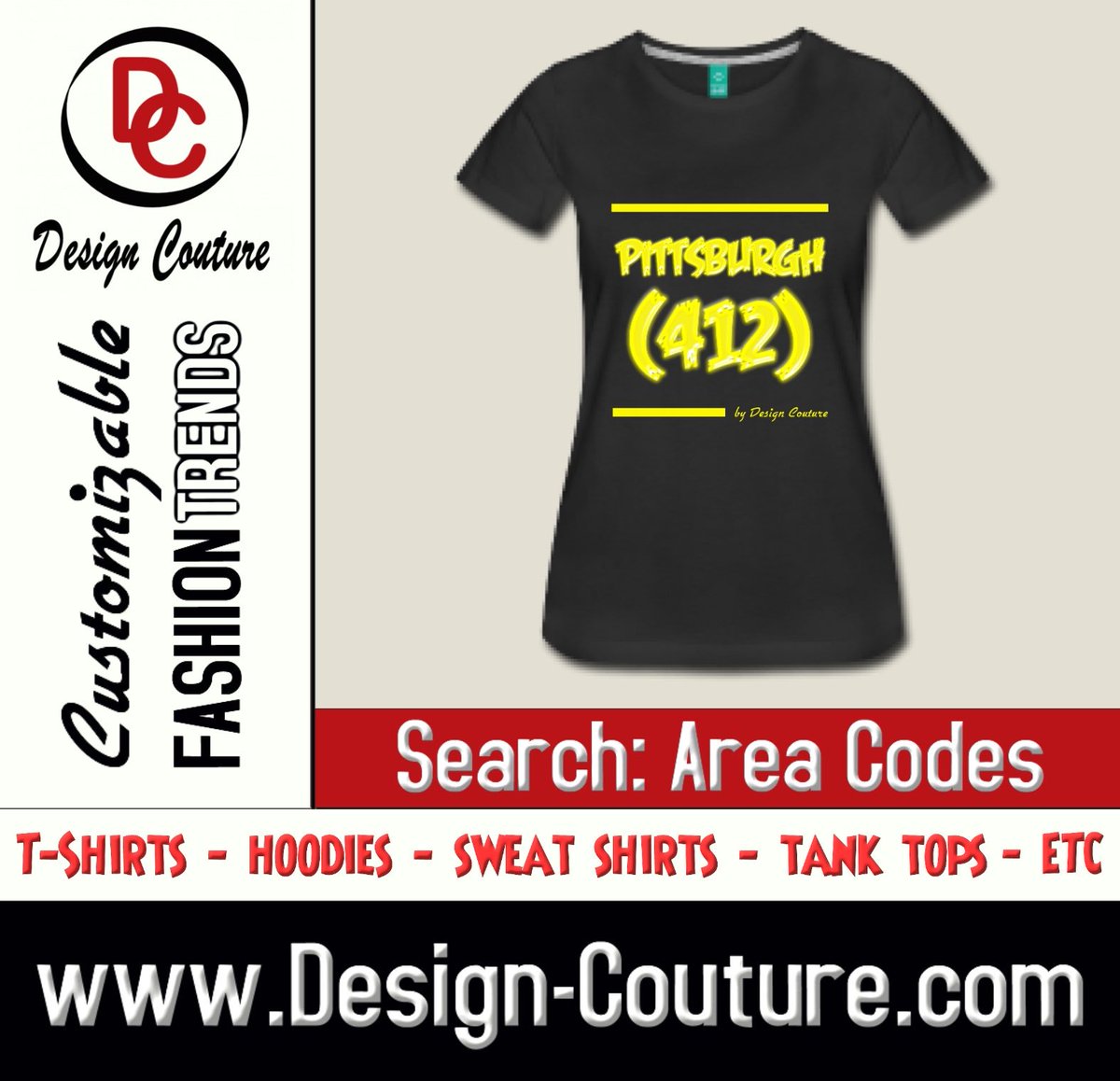 Make a Bold Fashion Statement with
Design Couture Customizable Fashion Trends and More.
Design: Pittsburgh (412)
Search: Area Codes
https://t.co/NACycnvT1Y
———————————————————
Order yours today.
———————————————————
New Designs Uploaded Daily!
———————————————————
Design Couture https://t.co/0JHkzLYlby