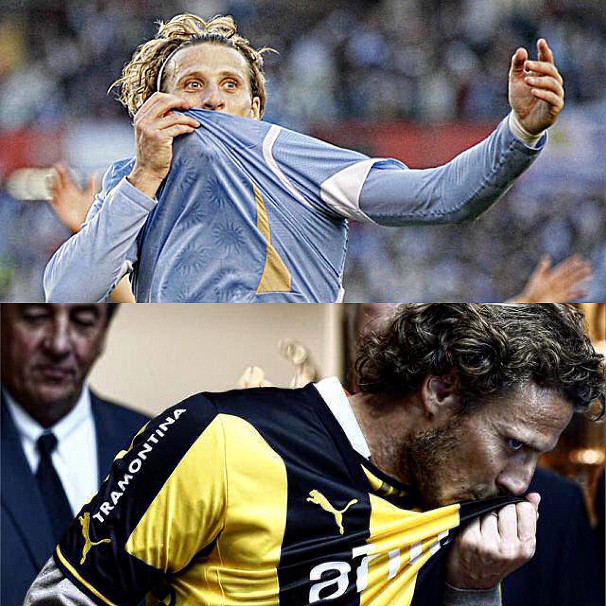 Juezcentral's tweet image. A Forlán lo criticaban por no besar el escudo del Atleti. Dijo:" Yo sólo beso los escudos de Uruguay y Peñarol porque allí me crié y soy hincha. A mi me enseñaron a respetar los símbolos, a no ser falso y a no vender humo."