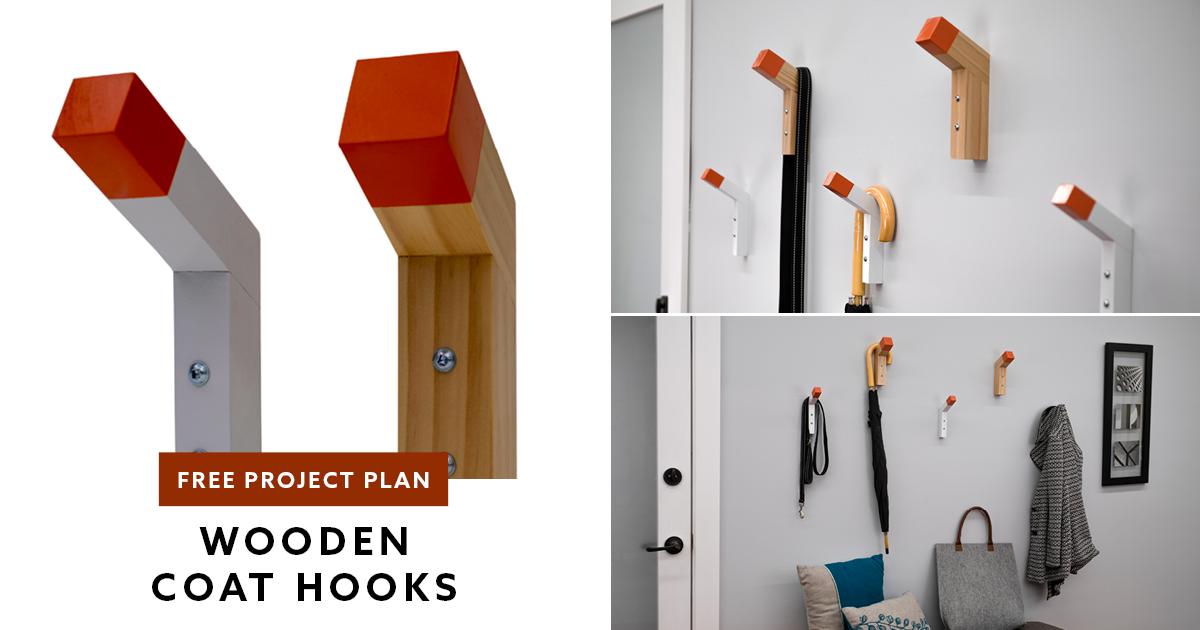 Add stylish hanging storage to your home with these simple-to-make hooks. 🌂🧥

bit.ly/SimpleWoodHooks