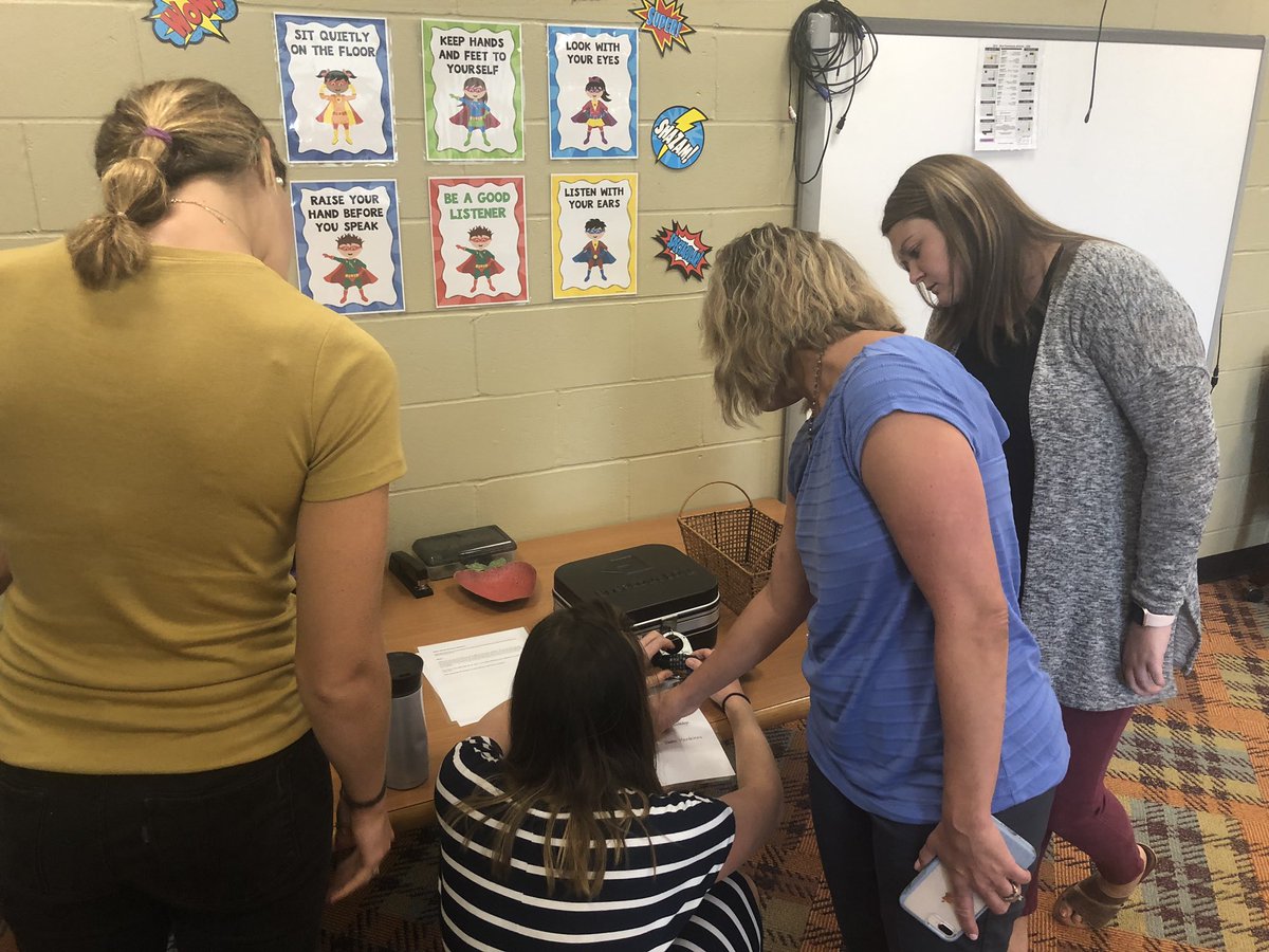 drladwig's tweet photo. New BCS teachers working through a Breakout EDU activity - welcome to Blair! https://t.co/Ph8bF1ab4J